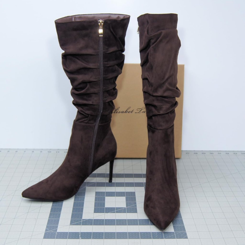 Elisabet Tang Mid Calf Slouchy Stiletto Boots Brown Size 8 New